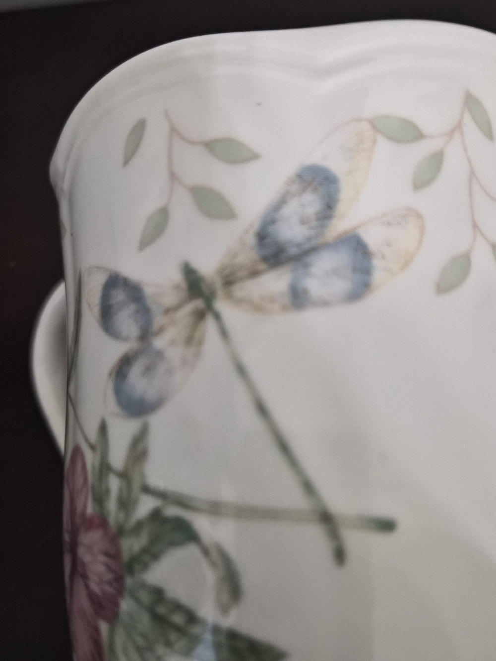 Lenox "Dragonfly" Fine China Mug – Butterfly & Dragonfly Floral Coffee Cup - Picture 3 of 7